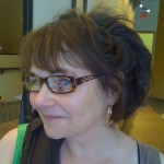 trying on glasses